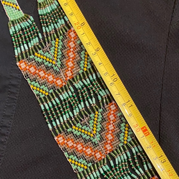 Handcrafted Beaded Ukrainian Necklace - Green and Orange - Picture 4 of 5